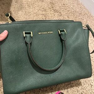 Green michael kors purse